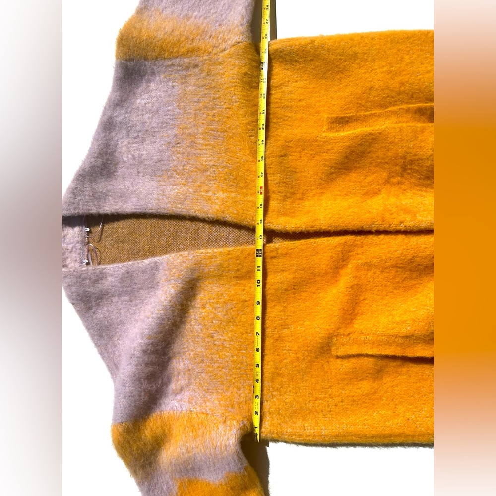 Zara Alpaca Wool blend Colorful Knit Wrap Coat, Long Cardigan, Lilac & Orange, M - Picture 13 of 16